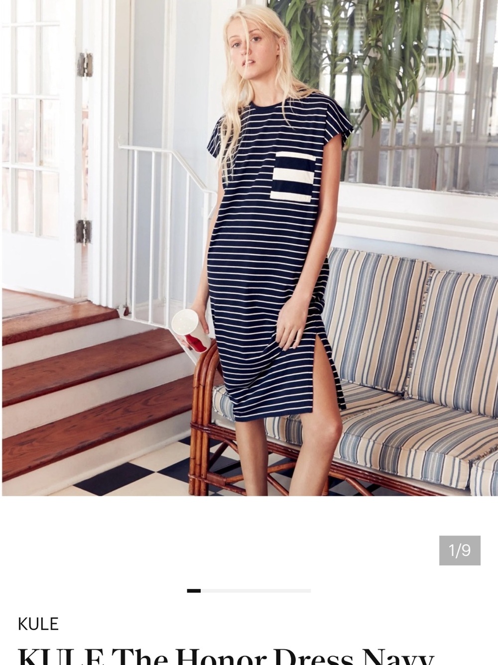 Worn once KULE Navy Striped Pocket Tee Dress
